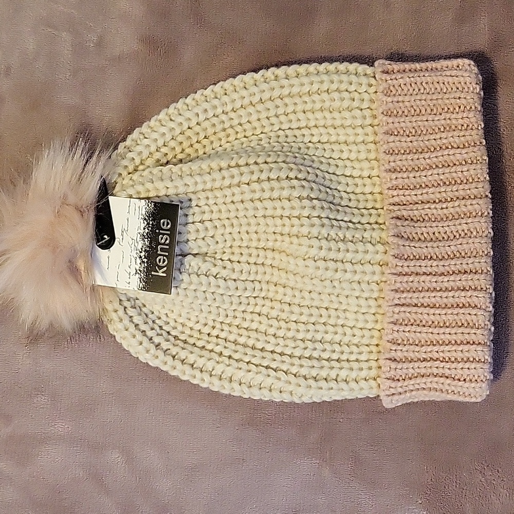 Kensie knit beanie with pompom
